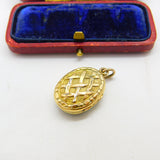 Georgian 15ct Gold & Rock Crystal Hair Plait Mourning Locket Pendant c1830
