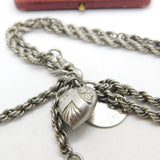 Victorian Sterling Silver Double Strand Albertina Bracelet with Tassels c1880