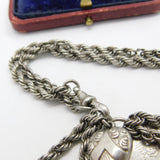 Victorian Sterling Silver Double Strand Albertina Bracelet with Tassels c1880