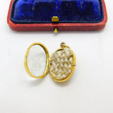 Georgian 15ct Gold & Rock Crystal Hair Plait Mourning Locket Pendant c1830