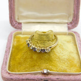 9ct Yellow Gold, Amethyst & Diamond Paste Seven-Stone Ring Vintage c1970