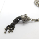 Victorian Sterling Silver Double Strand Albertina Bracelet with Tassels c1880