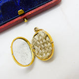 Georgian 15ct Gold & Rock Crystal Hair Plait Mourning Locket Pendant c1830