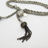 Victorian Sterling Silver Double Strand Albertina Bracelet with Tassels c1880