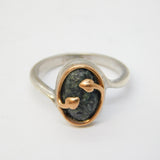 Clogau Welsh 9ct Rose Gold & Sterling Silver Agate Set Dress Ring Vintage