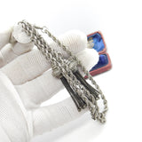 Victorian Sterling Silver Double Strand Albertina Bracelet with Tassels c1880