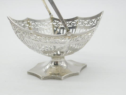 Victorian Sterling Silver Handled Pierced Sweet Treat Basket 1901 London Antique