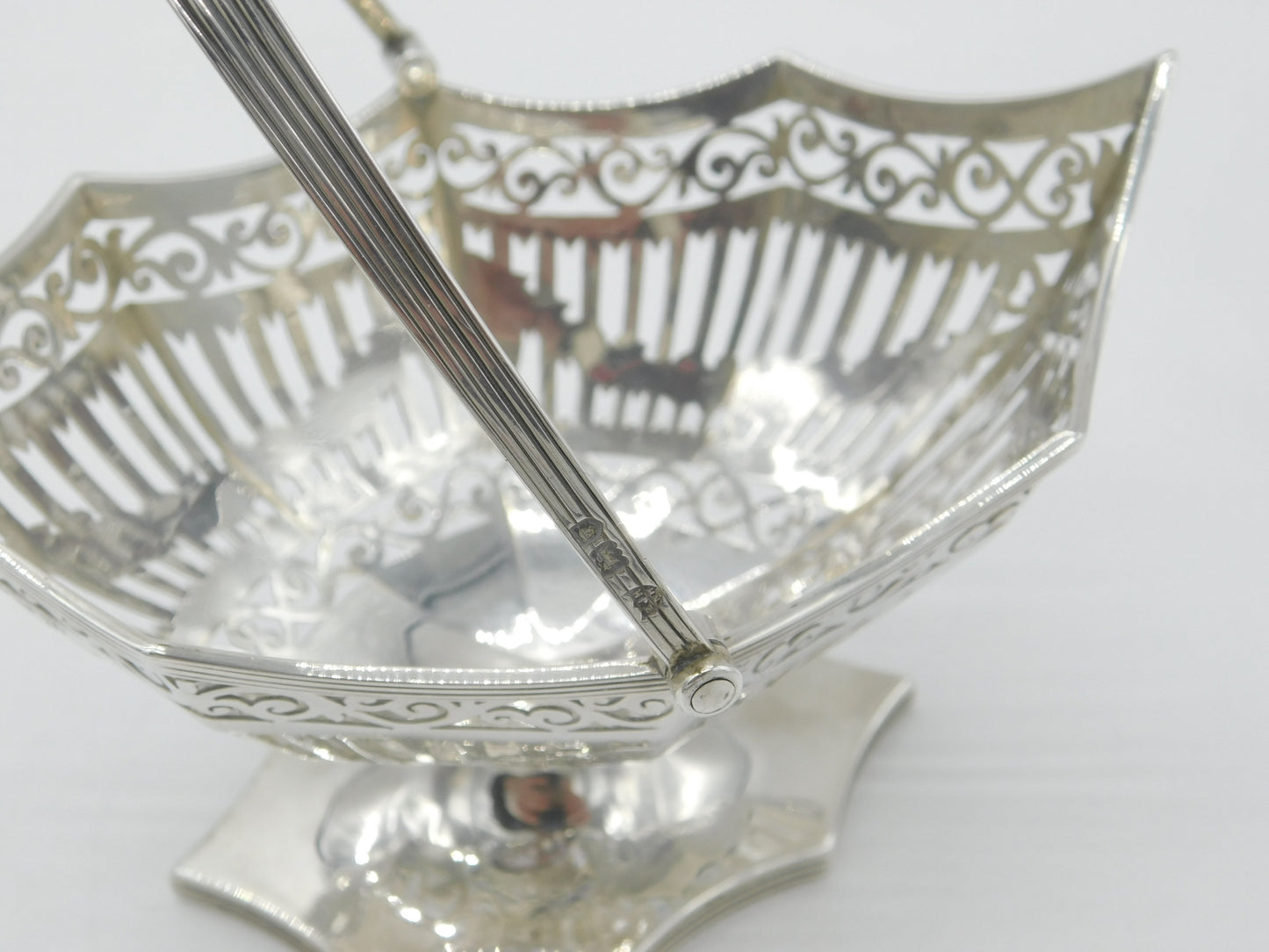 Victorian Sterling Silver Handled Pierced Sweet Treat Basket 1901 London Antique