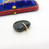 9ct Rose Gold Carved Bloodstone Heart Drop Pendant c1900 Victorian Antique