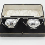 Boxed Sterling Silver Cream Jug & Sugar Bowl 1934 Birmingham Antique Art Deco