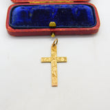 9ct Gold Floral Swirl Pattern Cross Pendant Antique 1918 Birmingham Art Deco
