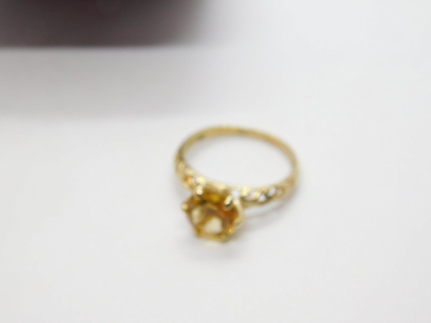 9ct Yellow Gold Cushion Cut Citrine Solitaire Ring Vintage c1970 Birmingham