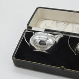 Boxed Sterling Silver Cream Jug & Sugar Bowl 1934 Birmingham Antique Art Deco