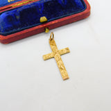 9ct Gold Floral Swirl Pattern Cross Pendant Antique 1918 Birmingham Art Deco