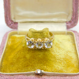9ct Yellow Gold & Three-Stone Diamond Paste Band Ring Vintage c1990 Birmingham