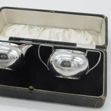Boxed Sterling Silver Cream Jug & Sugar Bowl 1934 Birmingham Antique Art Deco