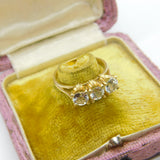 9ct Yellow Gold & Three-Stone Diamond Paste Band Ring Vintage c1990 Birmingham