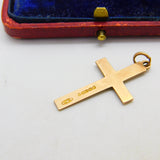 9ct Gold Floral Swirl Pattern Cross Pendant Antique 1918 Birmingham Art Deco