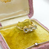 9ct Yellow Gold & Three-Stone Diamond Paste Band Ring Vintage c1990 Birmingham