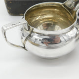 Boxed Sterling Silver Cream Jug & Sugar Bowl 1934 Birmingham Antique Art Deco