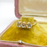 9ct Yellow Gold & Three-Stone Diamond Paste Band Ring Vintage c1990 Birmingham