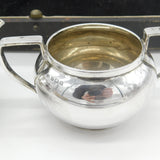 Boxed Sterling Silver Cream Jug & Sugar Bowl 1934 Birmingham Antique Art Deco