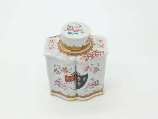 Early 19th Century French Armorial Crested China Tea Caddy Antique c1820