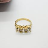 9ct Yellow Gold & Three-Stone Diamond Paste Band Ring Vintage c1990 Birmingham