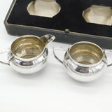 Boxed Sterling Silver Cream Jug & Sugar Bowl 1934 Birmingham Antique Art Deco
