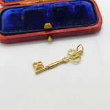 9ct Yellow Gold 18th Birthday Key Charm or Pendant 1985 London Vintage