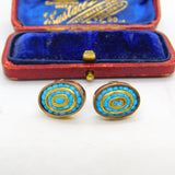 Victorian 9ct Rose Gold, 24ct Gold & Turquoise Stud Earrings c1880 Antique