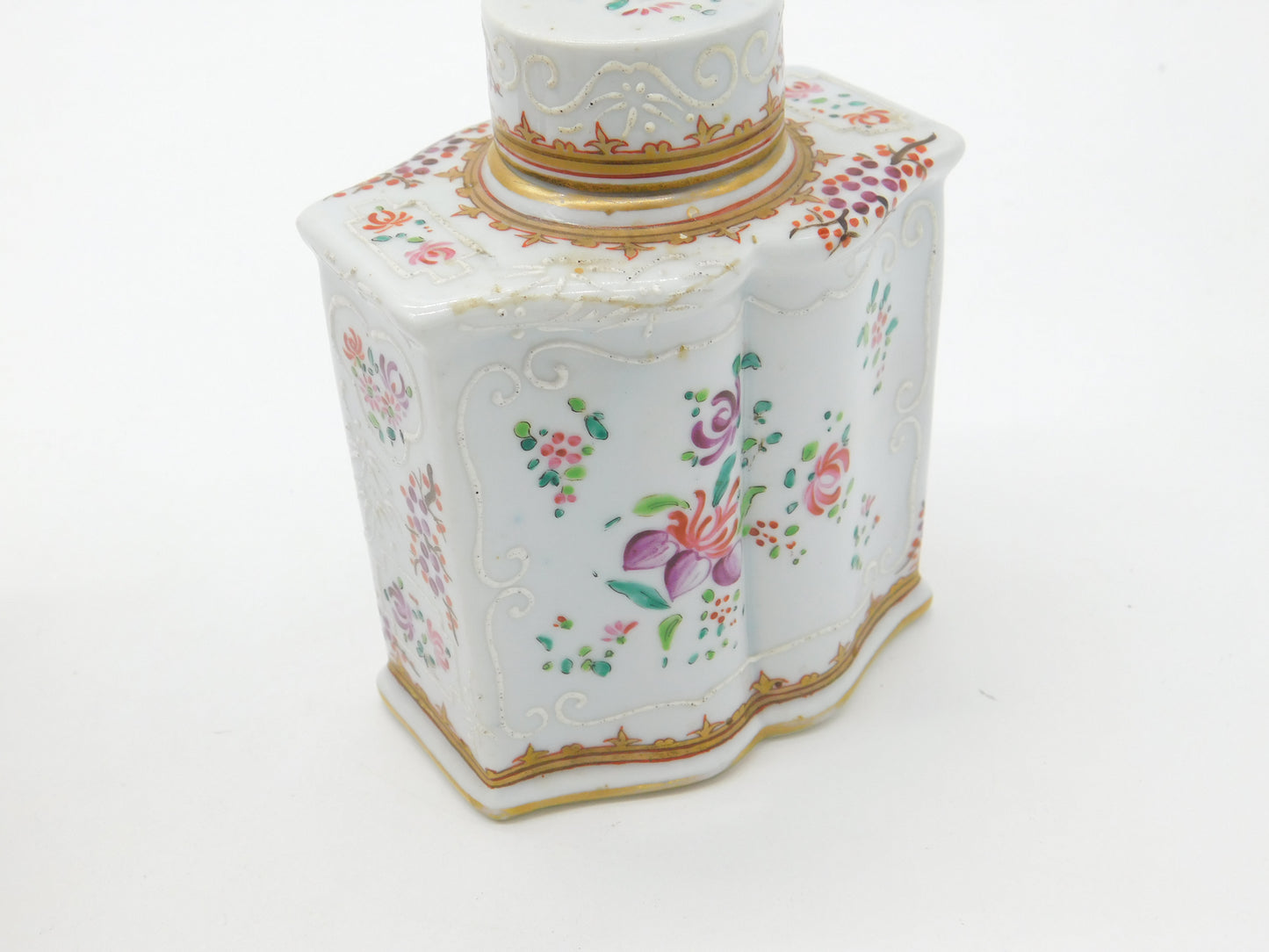 Early 19th Century French Armorial Crested China Tea Caddy Antique c1820