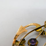 Edwardian 9ct Rose Gold & Amethyst Lavalier Drop Pendant Antique c1910