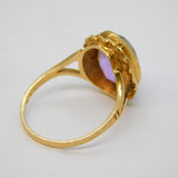 9ct Yellow Gold & Faceted Amethyst Dress Ring Vintage Birmingham c1970s