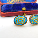 Victorian 9ct Rose Gold, 24ct Gold & Turquoise Stud Earrings c1880 Antique