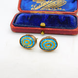 Victorian 9ct Rose Gold, 24ct Gold & Turquoise Stud Earrings c1880 Antique
