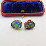 Victorian 9ct Rose Gold, 24ct Gold & Turquoise Stud Earrings c1880 Antique
