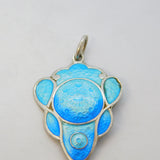 Art Nouveau Sterling Silver & Enamel Floral Drop Pendant Antique c1890