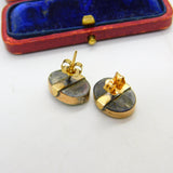 Victorian 9ct Rose Gold, 24ct Gold & Turquoise Stud Earrings c1880 Antique