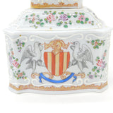 Early 19th Century French China Armorial Crested Tea Caddy Antique c1820