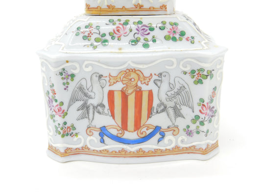 Early 19th Century French China Armorial Crested Tea Caddy Antique c1820