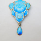Art Nouveau Sterling Silver & Enamel Floral Drop Pendant Antique c1890