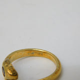 Victorian 9ct Yellow Gold & Garnet Planished Snake Serpent Ring Antique