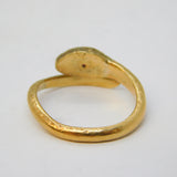 Victorian 9ct Yellow Gold & Garnet Planished Snake Serpent Ring Antique