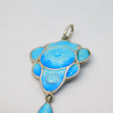 Art Nouveau Sterling Silver & Enamel Floral Drop Pendant Antique c1890