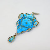 Art Nouveau Sterling Silver & Enamel Floral Drop Pendant Antique c1890