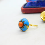 Victorian 18ct Gold, Blue Enamel, Coral & Pave Set Mine-Cut Diamond Earrings