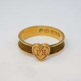 Victorian 9ct Rose Gold Hair Set Mourning Ring Antique 1876 Birmingham