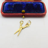 9ct Yellow Gold Pair of Scissors Charm or Pendant Vintage c1970