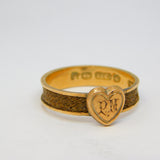 Victorian 9ct Rose Gold Hair Set Mourning Ring Antique 1876 Birmingham